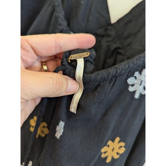 Free People Stiched with Love Maxi Dress Womens Size 8 Black Boho Tribal Flowy - Picture 9 of 14